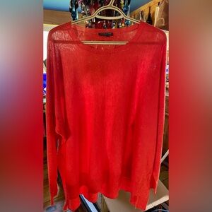Eileen Fisher 2X merino wool blend orange red sweater, excellent condition.